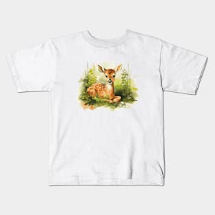 Watercolor Fawn Kids T-Shirt